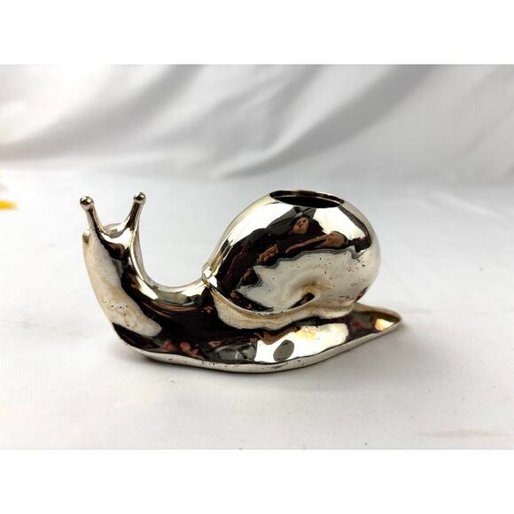 Mid-Century Modern Gold Tone Snail Candle Holder Vintage Decor MCM - Picture 10 of 11